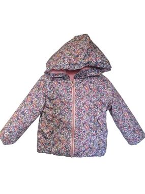 Penelope Mack Pink Multicolor Floral Hooded Puffer Jacket